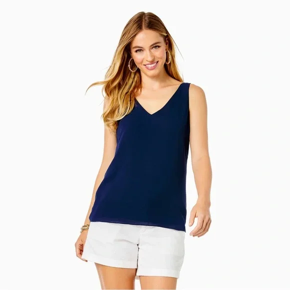 NWT Lilly Pulitzer Women's Florin Reversible Top - True Navy, size medium - Picture 2 of 6